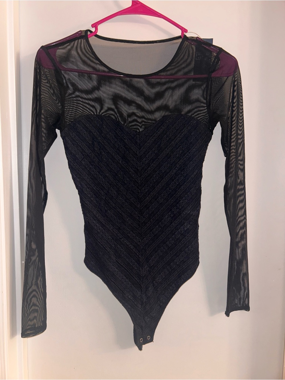 Abercrombie Black Long-Sleeve Mesh Bodysuit - Women's Top